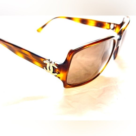CHANEL CC Logo Sunglasses 5030 Tortoise Rectangle Eyewear Made in Italy - Picture 4 of 7